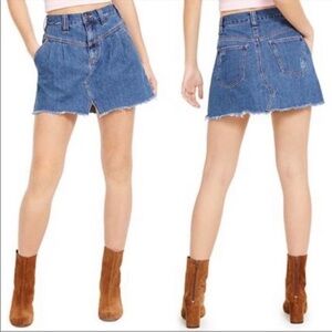 NWT FREE PEOPLE We The Free Sidecar Blue Denim Mini Skirt Sz 25